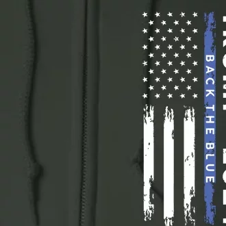 Pro Trump 2024 Back The Blue Thin Blue Line American Flag Full Zip Hoodie