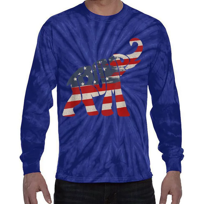 President Trump 2024 Republican Elephant Trump Supporter Tie-Dye Long Sleeve Shirt