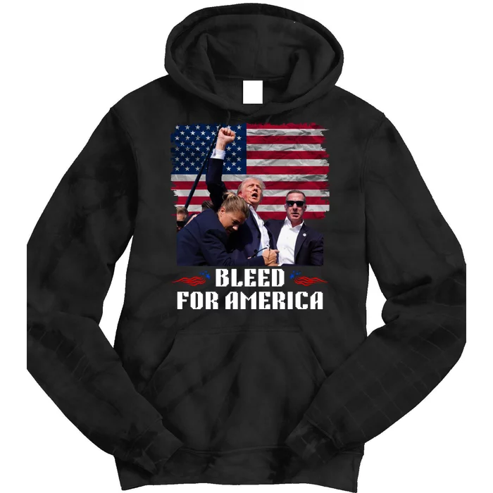 President Trump 2024 Bleed For America Tie Dye Hoodie