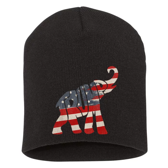 President Trump 2024 Republican Elephant Trump Supporter Short Acrylic Beanie