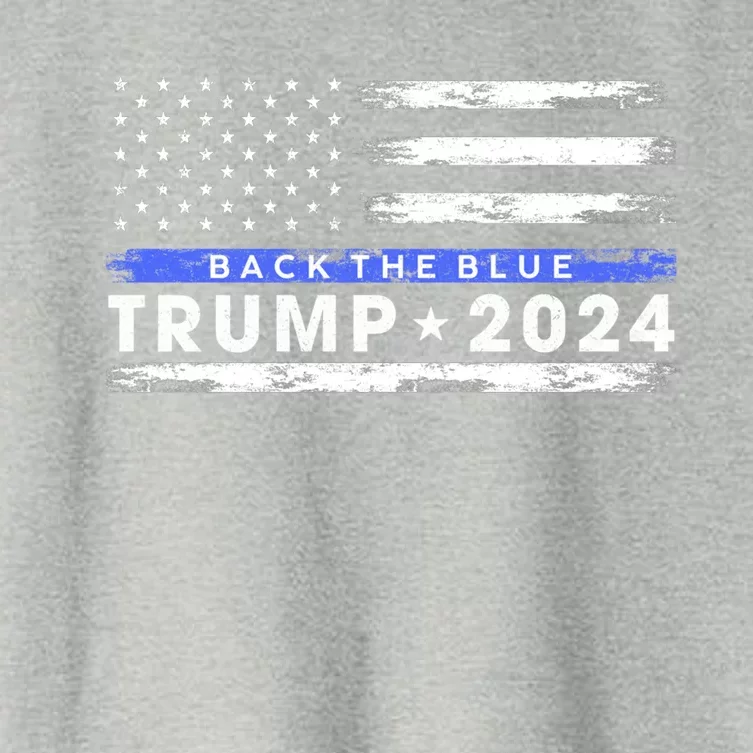 Pro Trump 2024 Back The Blue Thin Blue Line American Flag Cool Gift Women's Crop Top Tee