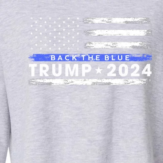 Pro Trump 2024 Back The Blue Thin Blue Line American Flag Cool Gift Cropped Pullover Crew