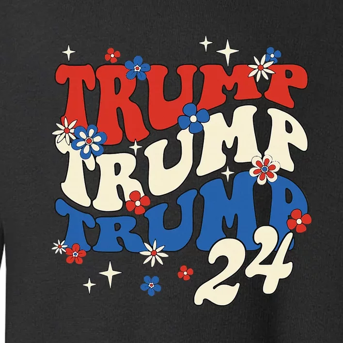 President Trump 24 2024 Groovy Retro Toddler Sweatshirt