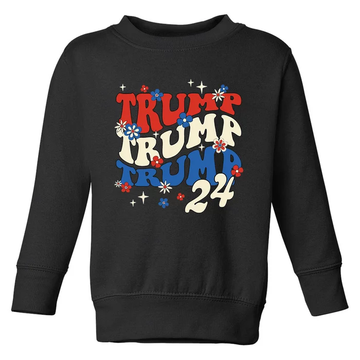 President Trump 24 2024 Groovy Retro Toddler Sweatshirt