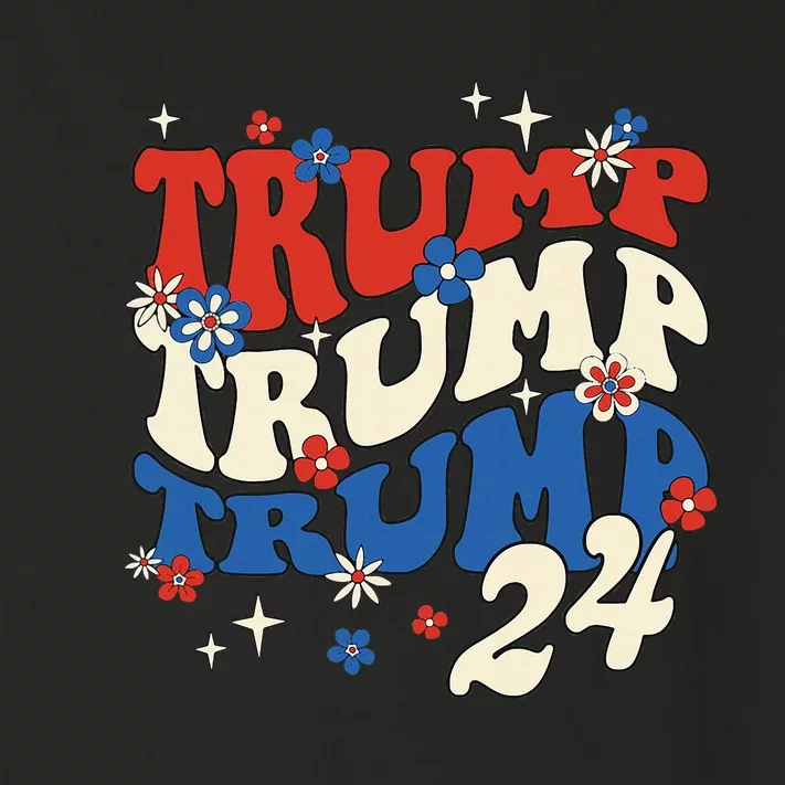 President Trump 24 2024 Groovy Retro Toddler Long Sleeve Shirt