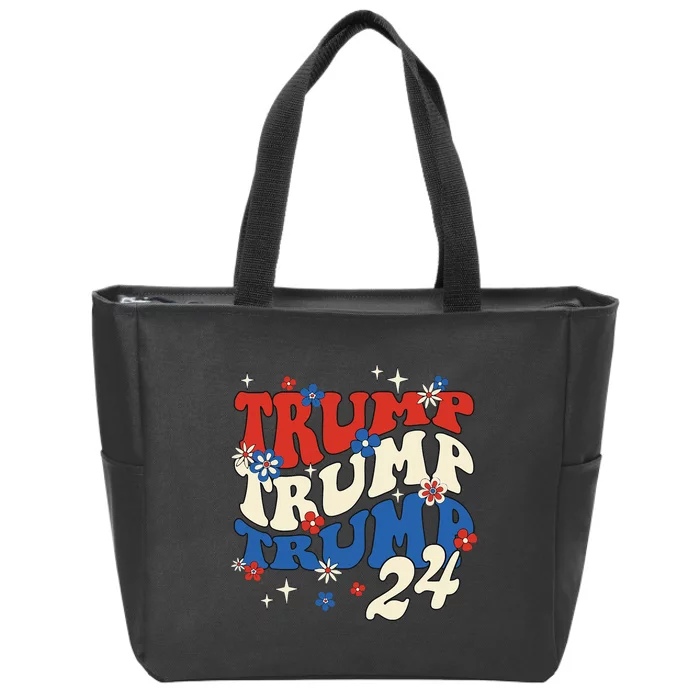 President Trump 24 2024 Groovy Retro Zip Tote Bag