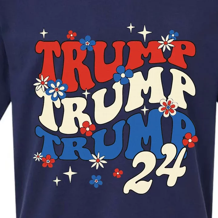 President Trump 24 2024 Groovy Retro Sueded Cloud Jersey T-Shirt