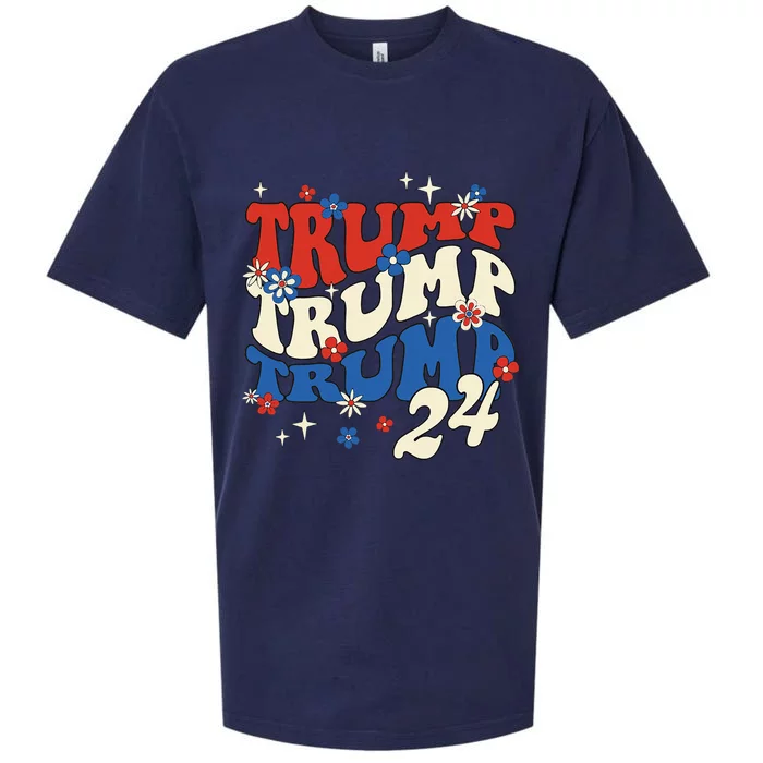 President Trump 24 2024 Groovy Retro Sueded Cloud Jersey T-Shirt