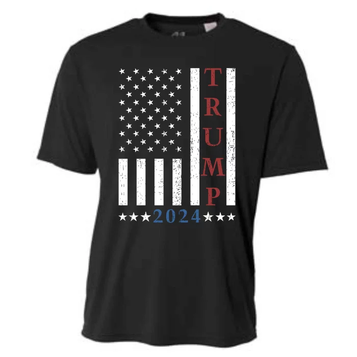 Pro Trump 2024 American Flag Cooling Performance Crew T-Shirt