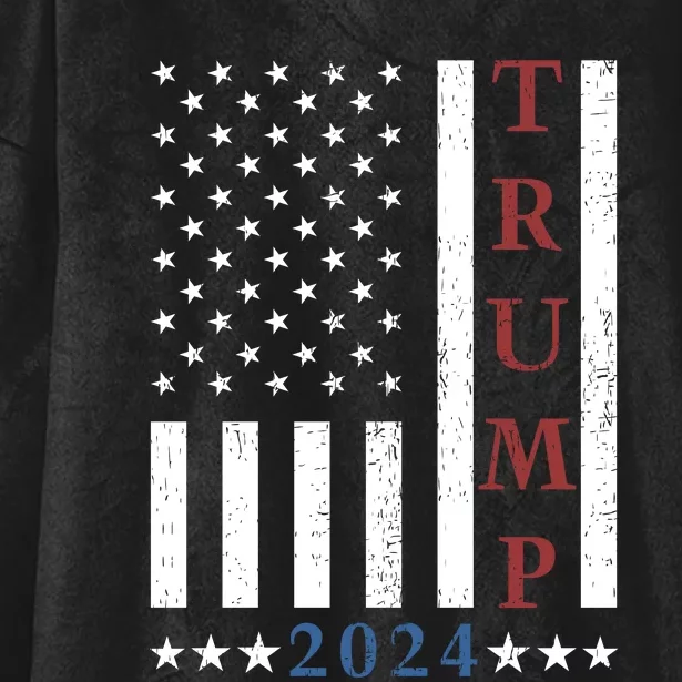 Pro Trump 2024 American Flag Hooded Wearable Blanket