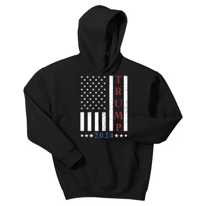 Pro Trump 2024 American Flag Kids Hoodie