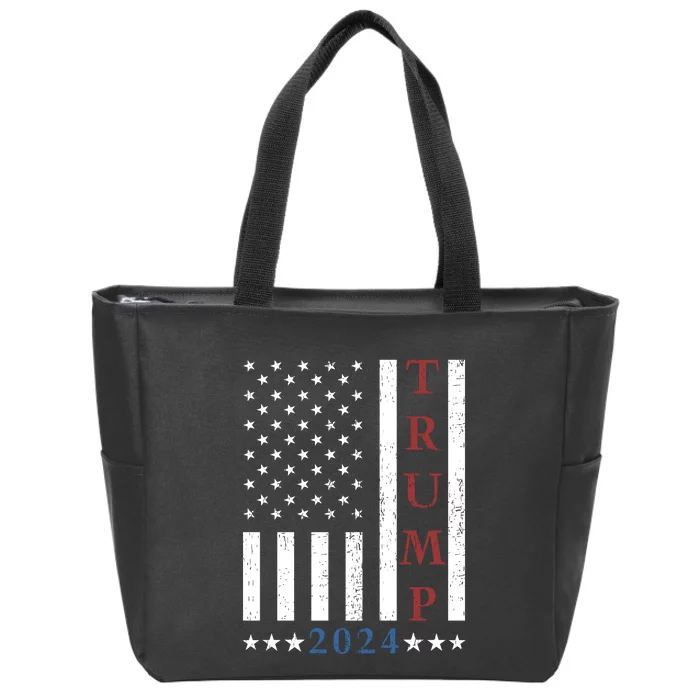 Pro Trump 2024 American Flag Zip Tote Bag