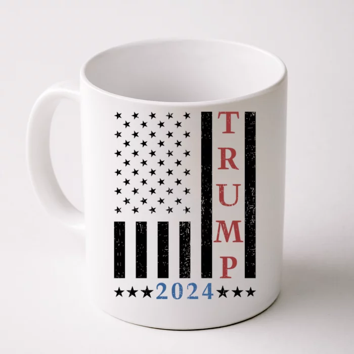 Pro Trump 2024 American Flag Front & Back Coffee Mug