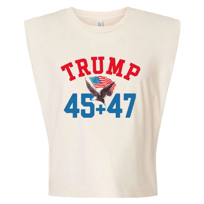 Patriotic Trump 45 And 47 Victory Winner Won Patriotic Flag Garment-Dyed Women's Muscle Tee