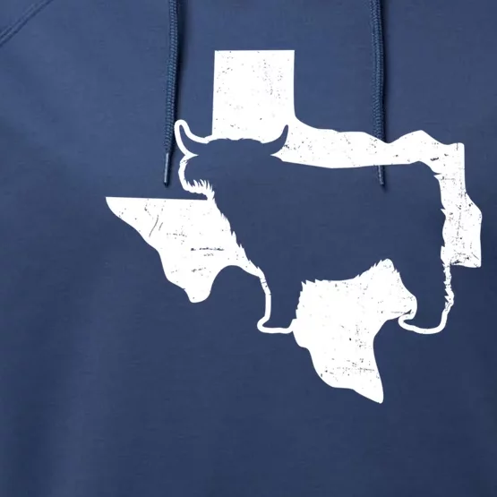 Patriotic Texas 4th July Design Highland Cow Gift Performance Fleece Hoodie