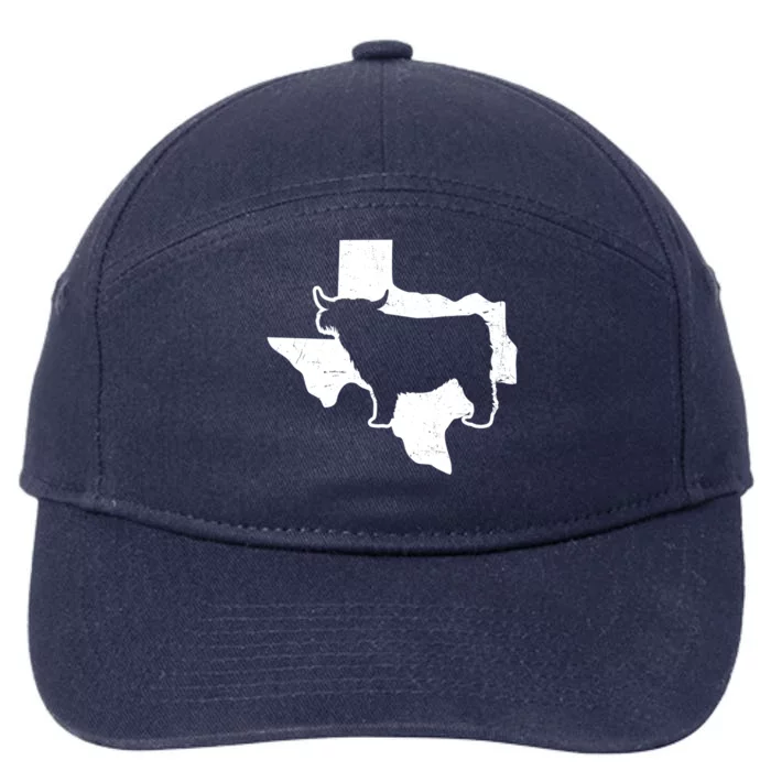 Patriotic Texas 4th July Design Highland Cow Gift 7-Panel Snapback Hat