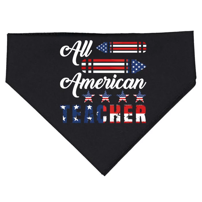 Patriotic Teacher 4th Of July USA-Made Doggie Bandana