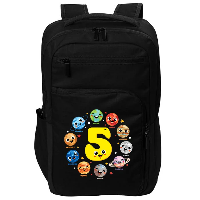 Planets Three 5 Years Old 5th Birthday Boy And Girl Impact Tech Backpack