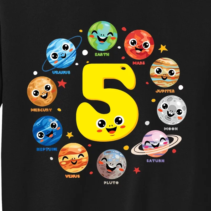 Planets Three 5 Years Old 5th Birthday Boy And Girl Tall Sweatshirt