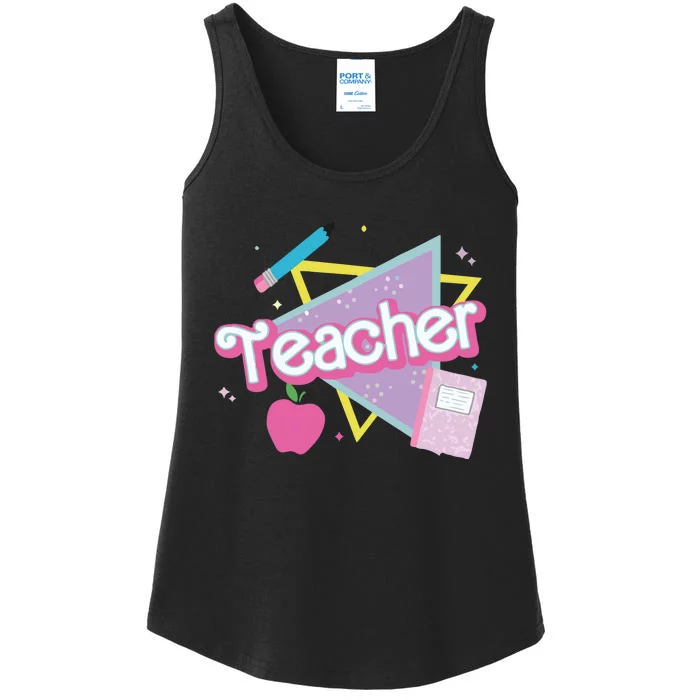 Pink Teacher 90s Ladies Essential Tank