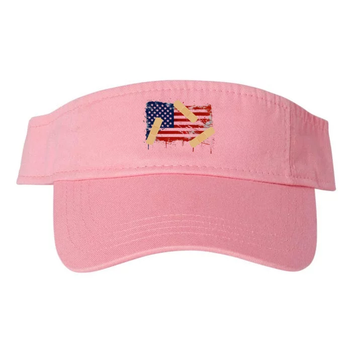 Patriotic Tattered American Flag With Bandages. Valucap Bio-Washed Visor