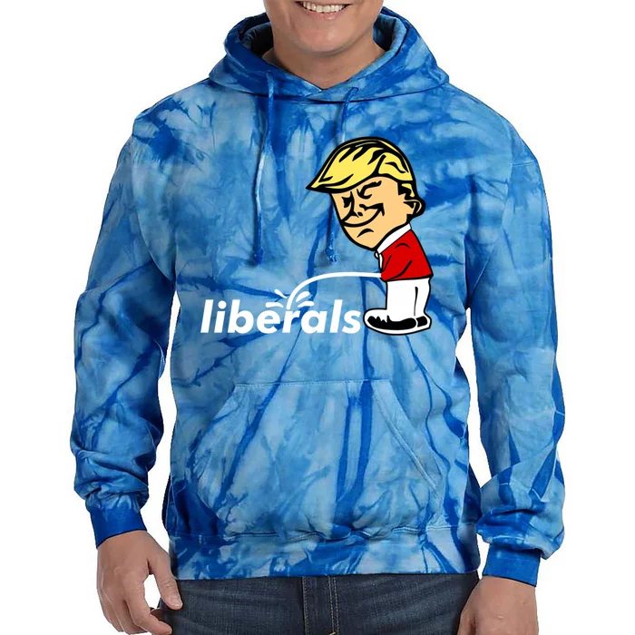 Pro Trump Anti Liberal Donald Trump Pissing On Liberals Gift Cute Gift Tie Dye Hoodie