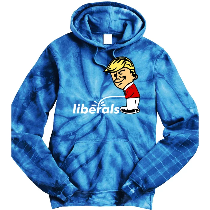 Pro Trump Anti Liberal Donald Trump Pissing On Liberals Gift Cute Gift Tie Dye Hoodie