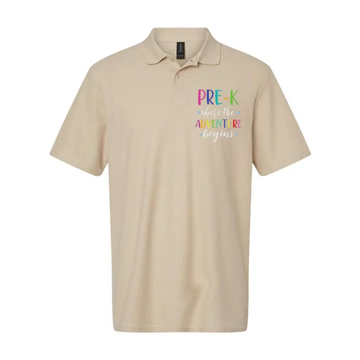 PreK Teacher Adventure Begins First Day Preschool Teachers Softstyle Adult Sport Polo