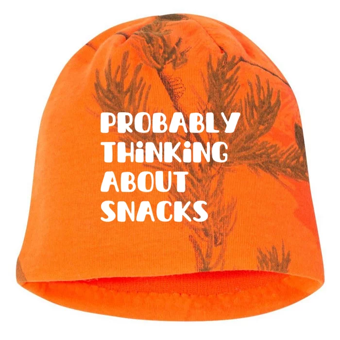 Probably Thinking About Snacks Funny Kati - Camo Knit Beanie