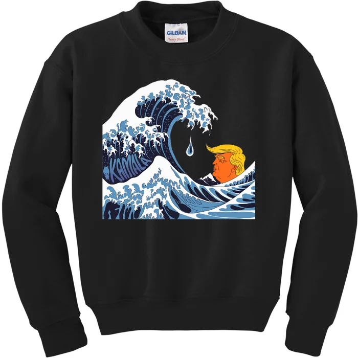 Political Tsunami Anti Trump The Kamala Wave Kids Sweatshirt