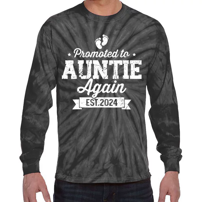 Promoted To Auntie 2024 Again Soon To Be Auntie Pregnancy Tie-Dye Long Sleeve Shirt