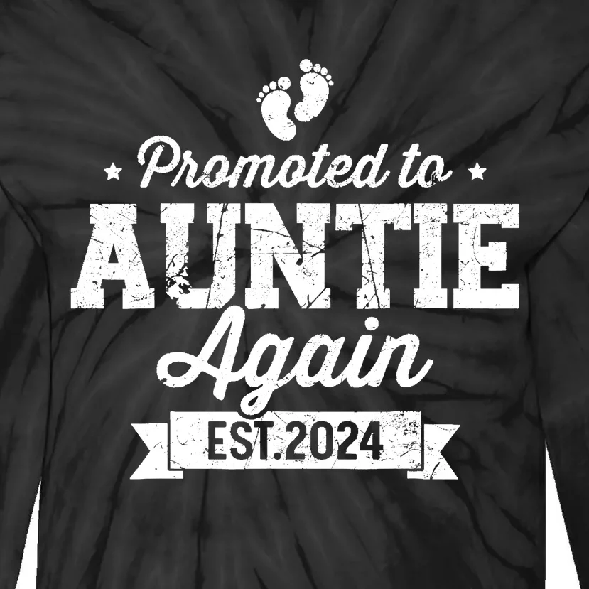 Promoted To Auntie 2024 Again Soon To Be Auntie Pregnancy Tie-Dye Long Sleeve Shirt