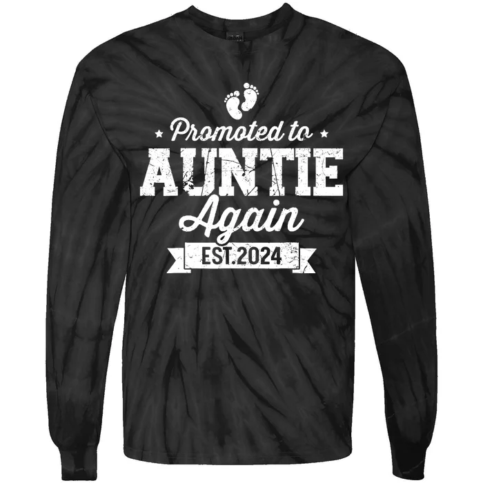 Promoted To Auntie 2024 Again Soon To Be Auntie Pregnancy Tie-Dye Long Sleeve Shirt