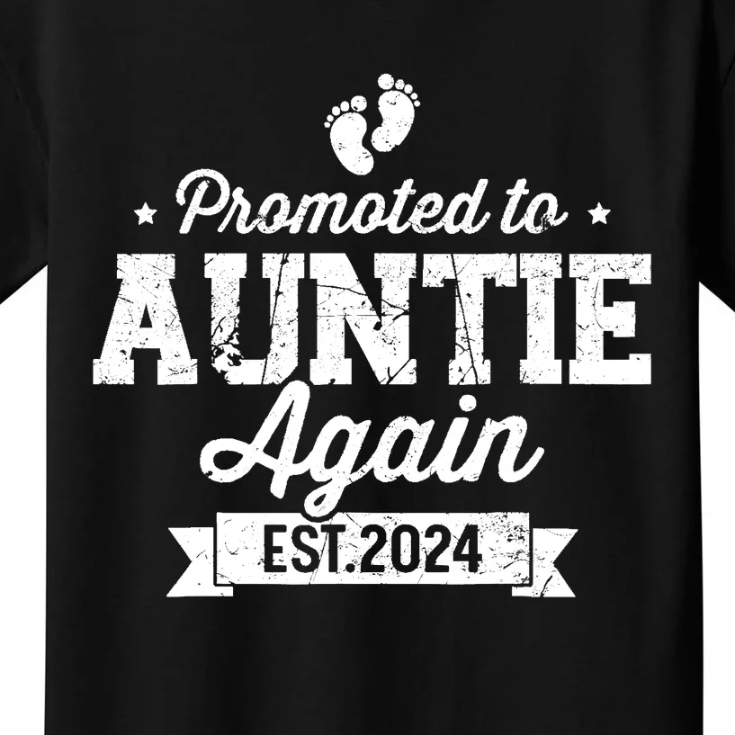 Promoted To Auntie 2024 Again Soon To Be Auntie Pregnancy Kids T-Shirt