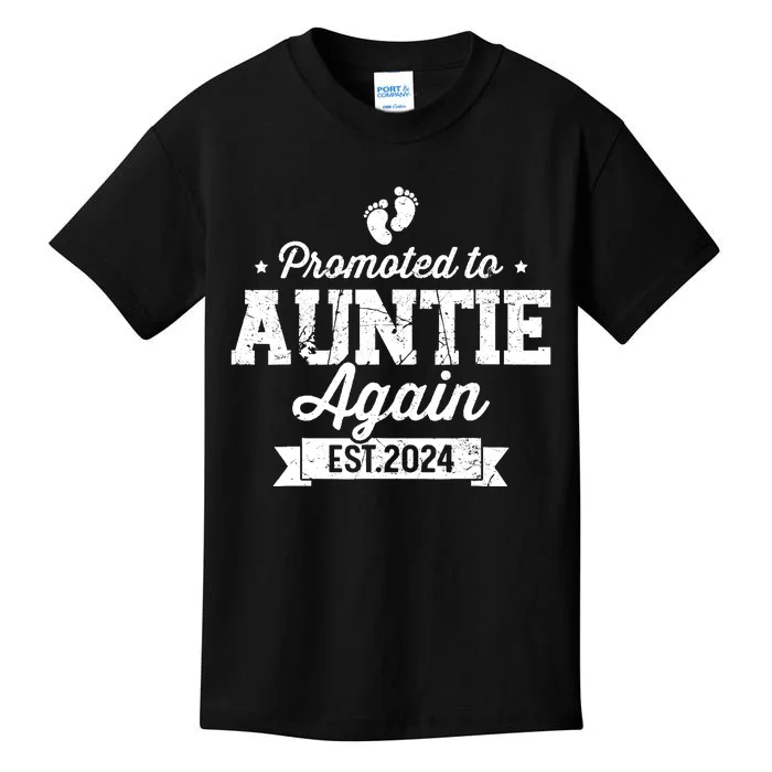 Promoted To Auntie 2024 Again Soon To Be Auntie Pregnancy Kids T-Shirt