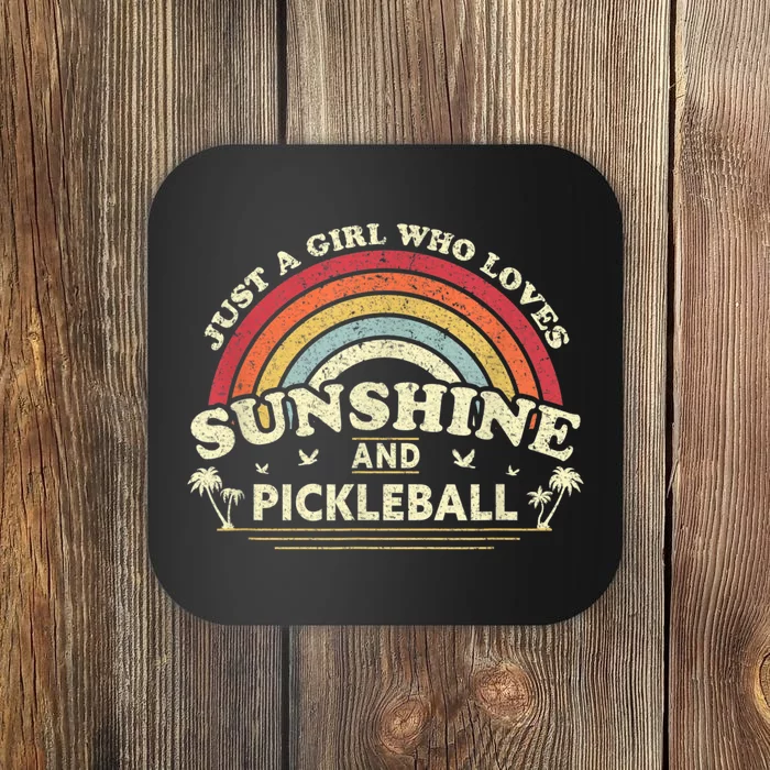 Pickleball Tee A Girl Who Loves Sunshine And Pickleball Coaster