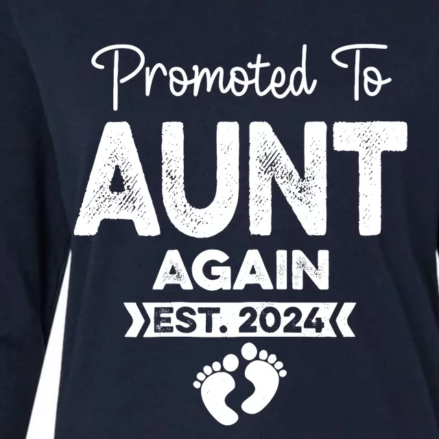 Promoted To Aunt Again Est 2024 Pregnancy Announcement Womens Cotton Relaxed Long Sleeve T-Shirt