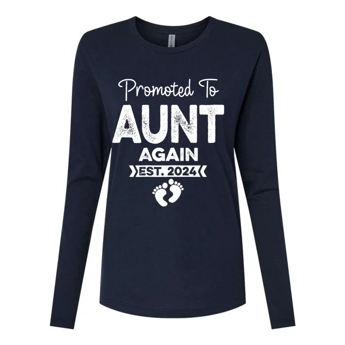 Promoted To Aunt Again Est 2024 Pregnancy Announcement Womens Cotton Relaxed Long Sleeve T-Shirt