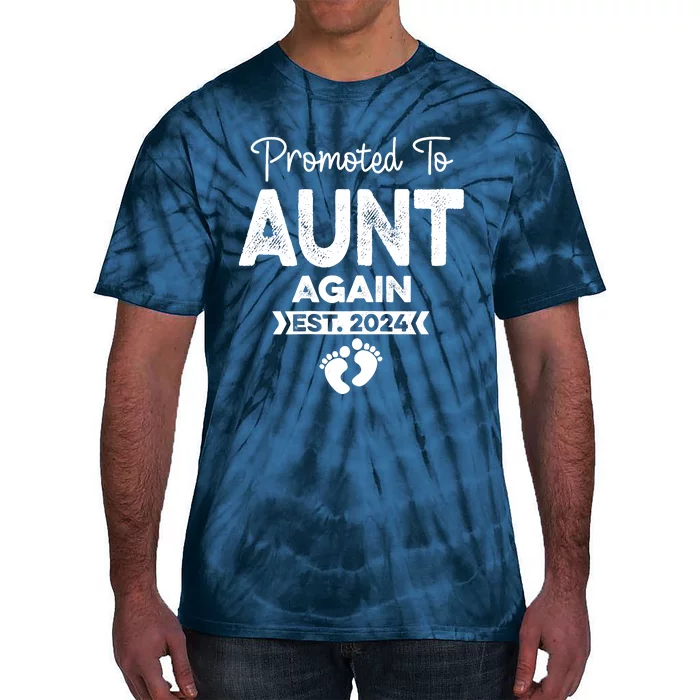 Promoted To Aunt Again Est 2024 Pregnancy Announcement Tie-Dye T-Shirt