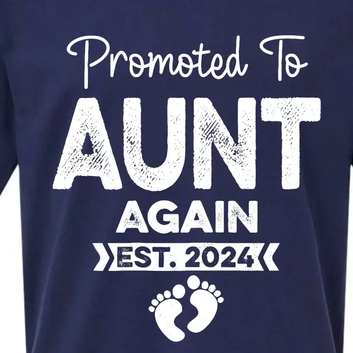 Promoted To Aunt Again Est 2024 Pregnancy Announcement Sueded Cloud Jersey T-Shirt