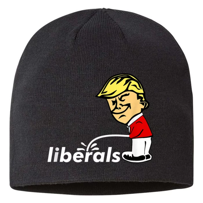 Pro Trump Anti Liberal Donald Trump Pissing On Liberals 8 1/2in Sustainable Knit Beanie