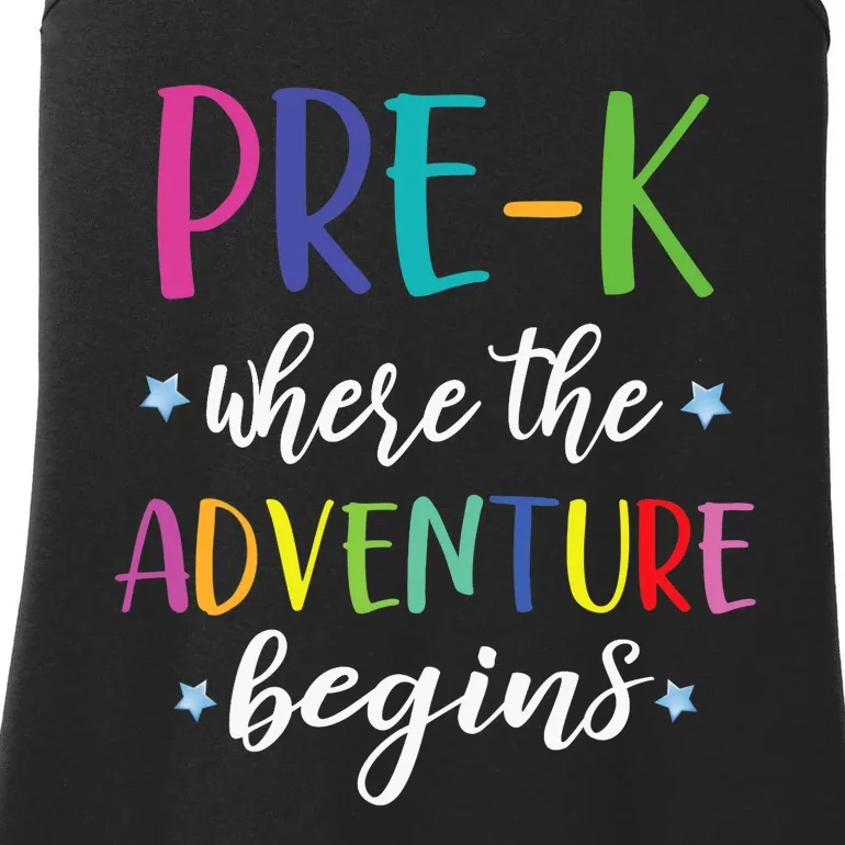 Pre-K Teacher Adventure Begins First Day Preschool Teachers Ladies Essential Tank