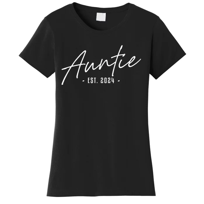 Promoted To Auntie Est 2024 Cute Auntie To Be Women New Aunt Women's T-Shirt