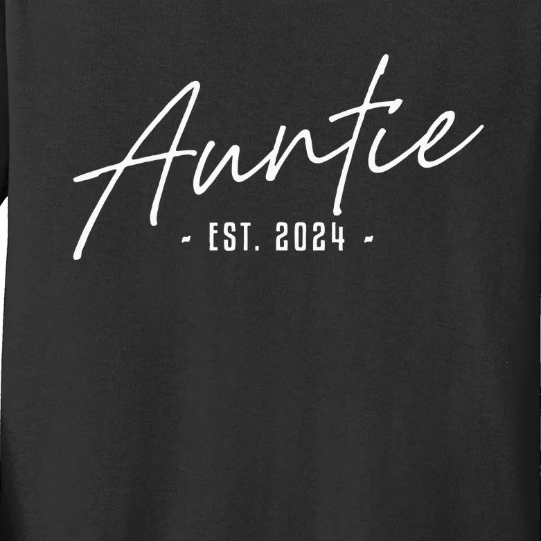 Promoted To Auntie Est 2024 Cute Auntie To Be Women New Aunt Kids Long Sleeve Shirt