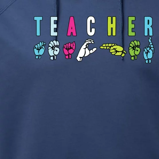 Proud Teacher ASL Sign Language Gestures Performance Fleece Hoodie