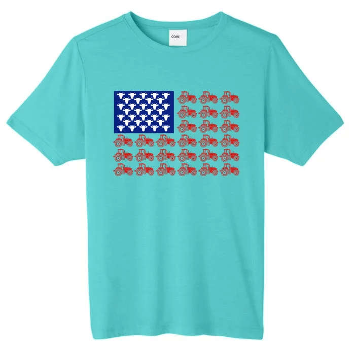 Patriotic Tractor American Flag 4th Of July Farmer Cow Lover Cute Gift ChromaSoft Performance T-Shirt