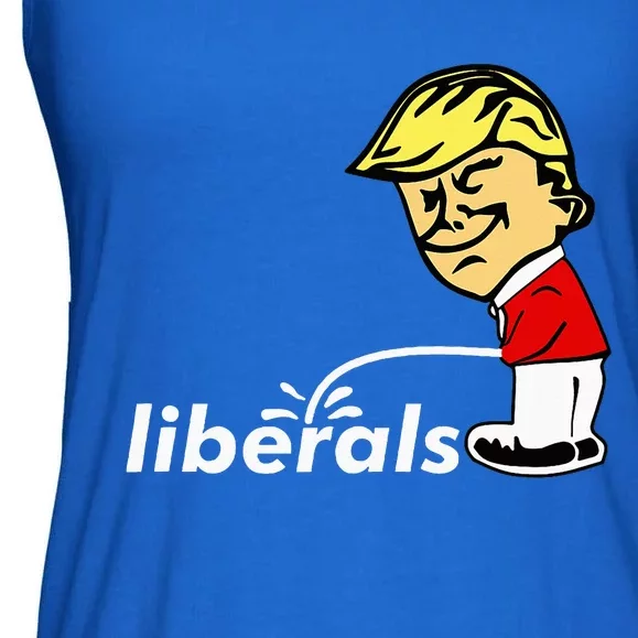 Pro Trump Anti Liberal Donald Trump Pissing On Liberals Ladies Essential Flowy Tank