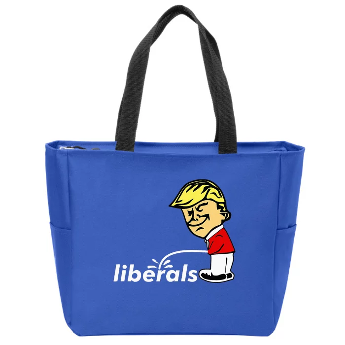 Pro Trump Anti Liberal Donald Trump Pissing On Liberals Zip Tote Bag