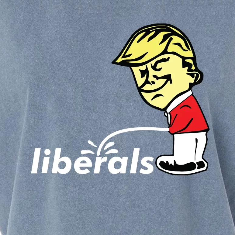 Pro Trump Anti Liberal Donald Trump Pissing On Liberals Gift Garment-Dyed Women's Muscle Tee