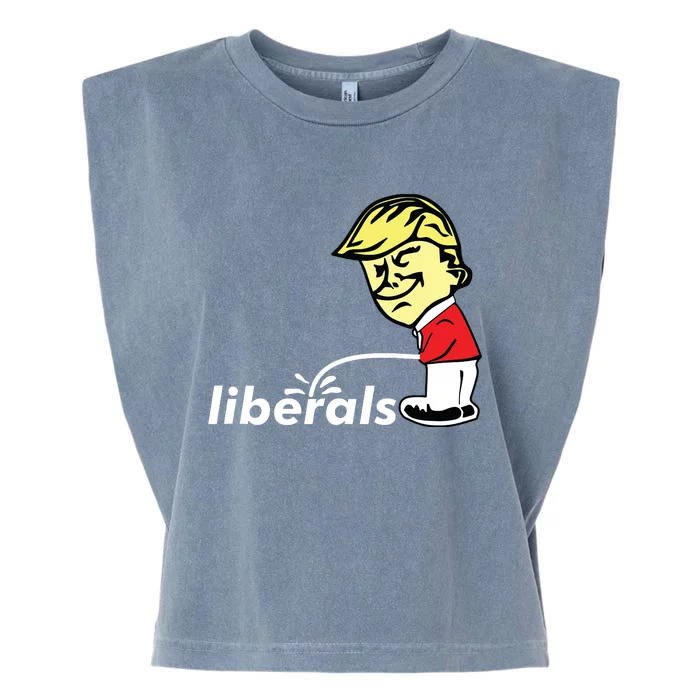 Pro Trump Anti Liberal Donald Trump Pissing On Liberals Gift Garment-Dyed Women's Muscle Tee